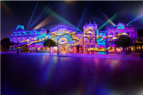 A colorful building with lights

Description automatically generated with medium confidence